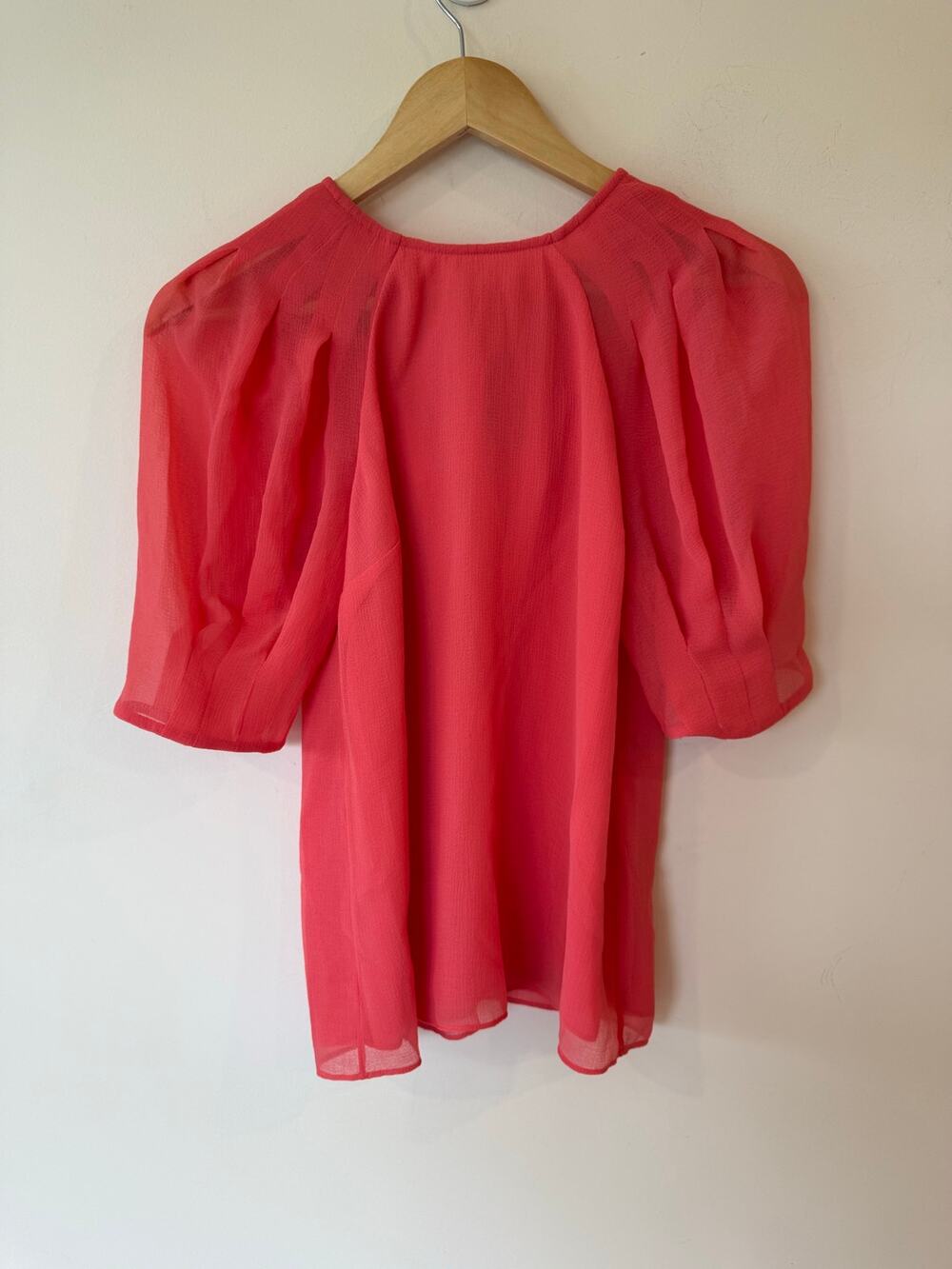 Ted Baker Natelie Blouse Top Women's Size 0 Orange Half Puff Sleeves Pullover